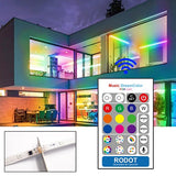 RODOT 32.8FT Rainbow Color LED Strip Lights, Waterproof WiFi Led Strip Lights with 12V ETL Listed Adapter, 5050 LED Lights Sync to Music, Work with Alexa, Smart Life, 2x16.4ft