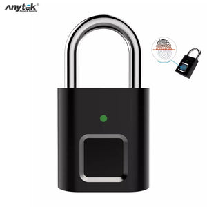 Anytek Smart Fingerprint Lock USB Rechargeable Fingerprint Padlock Security Keyless Mini Door Luggage Finger Print Lock